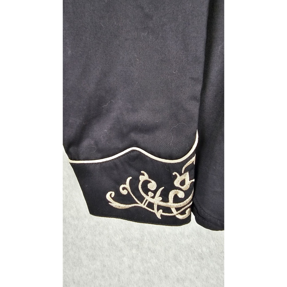 Roper VTG Western Women's XL Black Shirt Beige Embroidered Pearl Snap Cowgirl - Picture 11 of 16
